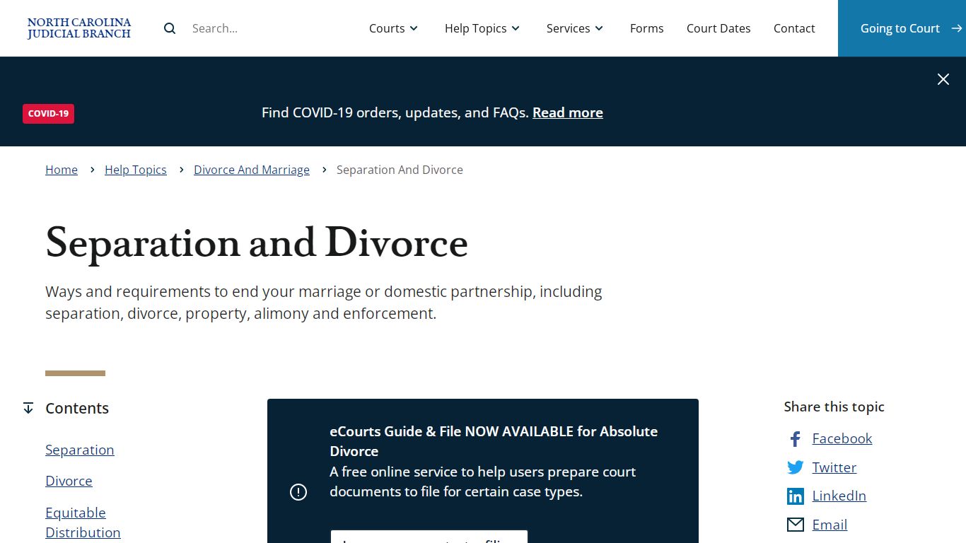 Separation and Divorce | North Carolina Judicial Branch - NCcourts